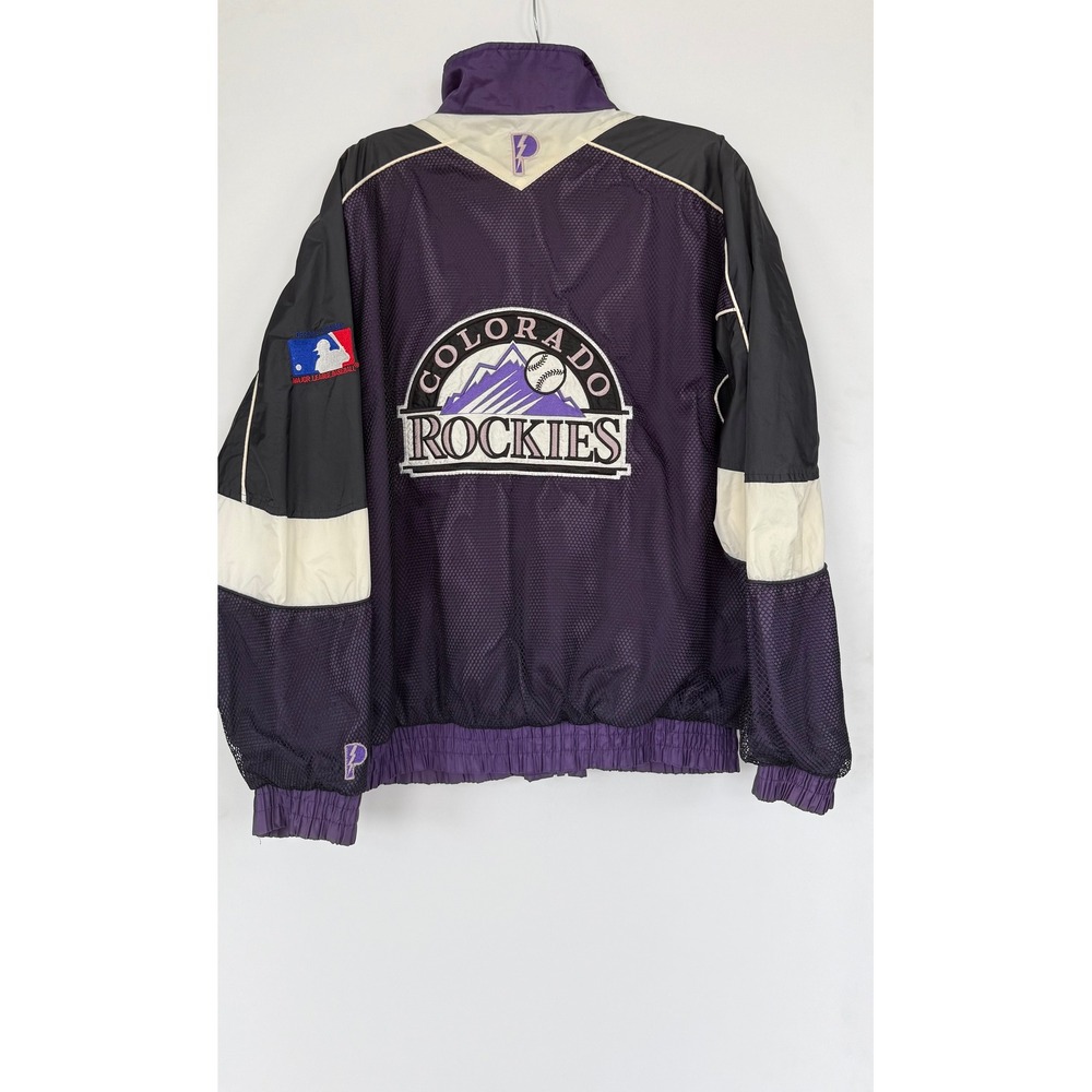 Vintage Pro Player Colorado Rockies MLB Jacket Mens Large Purple Mesh Jacket